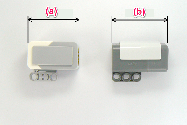 EV3カラーセンサー（左）とNXTカラーセンサー（右）とのサイズ