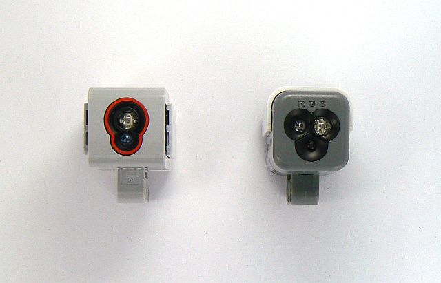 EV3カラーセンサーとNXTカラーセンサーの正面